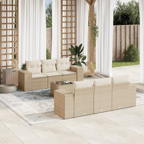  7-dijelni set vrtnih sofa od poliratana s jastucima bež 83 x 62 x 69 cm Cene