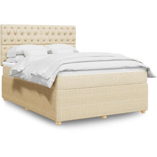  Krevet s oprugama i madracem krem 140 x 190 cm od tkanine Cijene