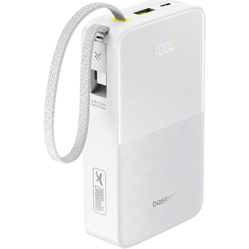 Baseus EnerFill FC51 Bipow 2 Pro prenosna baterija 20000mAh 22W z vgrajenim USB-C kablom bele barve Slike