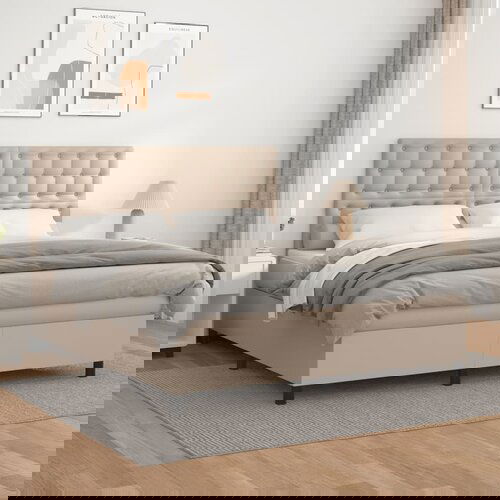  The Living Store Box spring postelja z vzmetnico kapučino 180x200cm umetno usnje - Box Spring Postelja, (21448775) Cene