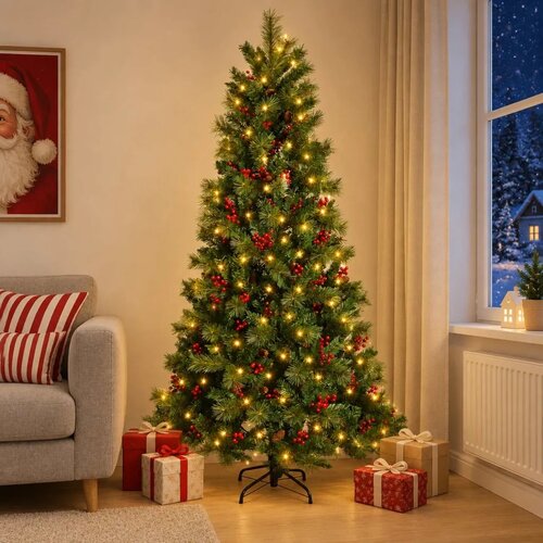  Umjetno božićno drvce s nogom 150 cm 150 LED lampica - 150 cm s LED svjetlima Slike