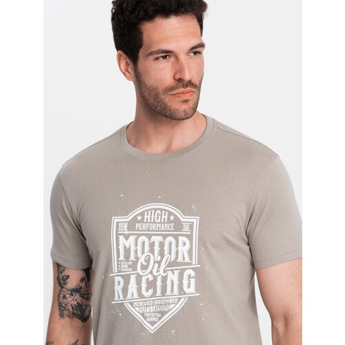 Ombre Men's motorcycle style printed t-shirt - ash Cijene