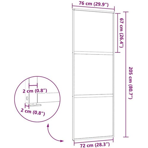 VidaXL Klizna vrata Crna 76 x 205 cm Kaljeno staklo, aluminij Slike