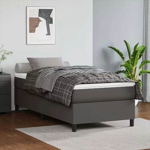  Box spring posteljni okvir siv 90x200 cm umetno usnje, (20684232)