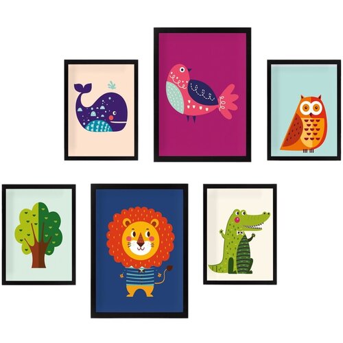 Wallity Dječje slike u setu od 6 kom 24x44 cm Animals - Cijene