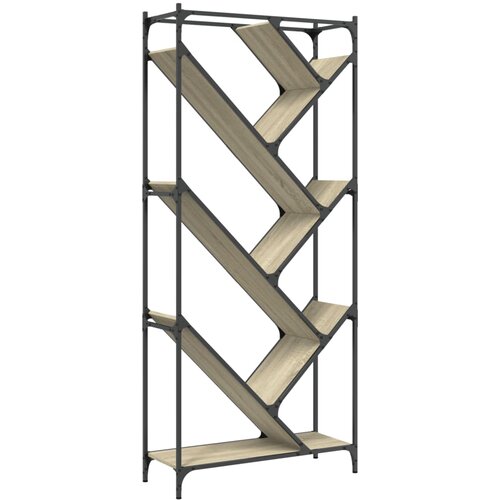  Regal za knjige boja hrasta 79 x 30 x 180 cm od drva i metala Slike
