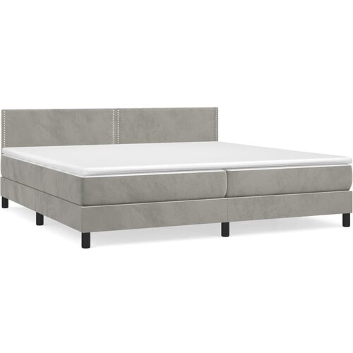 Maison Chic Box spring postelja - Vzmetna postelja z vzmetnico svetlo siva 200x200 cm žamet SL22632, (21892126) Cene