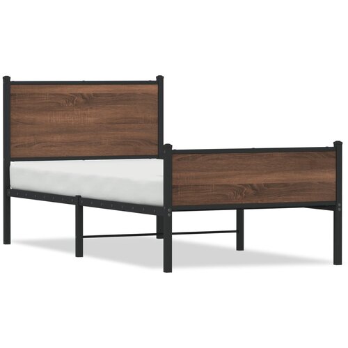 VidaXL Metalni okvir kreveta s uzglavljem i podnožjem 75 x 190 cm Slike