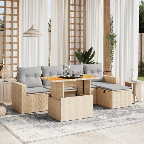 vidaXL 6-dijelni set vrtnih sofa s jastucima bež od poliratana Cijene