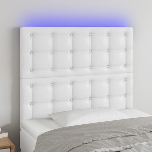 The Living Store led posteljno vzglavje belo 80x5x118/128 cm umetno usnje - led vzglavje, (21418437) Slike
