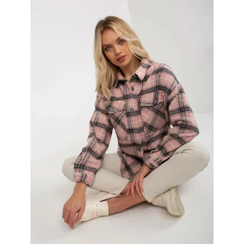 Fashion Hunters Pink overlay checked shirt with pockets