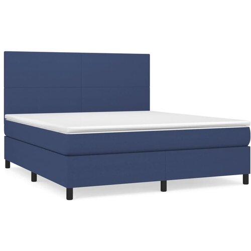 vidaXL Box spring postelja z vzmetnico modra 160x200 cm blago, (20896213) Cene
