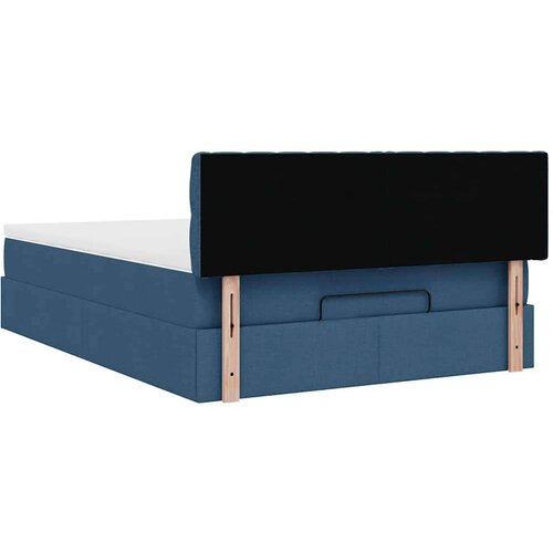 Otomanski krevet s madracem plavi 140x190cm od tkanine Slike