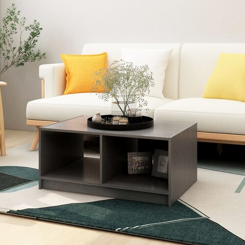 VidaXL Klubska mizica siva 75x50x33,5 cm trdna borovina Slike