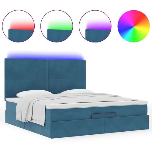 vidaXL Otomanski okvir kreveta s madracima plavi 180x200cm bar&scaron;unasti Cijene