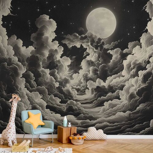  Foto tapeta - Moon and Stars Singing Among the Great Clouds 490x350 Cene