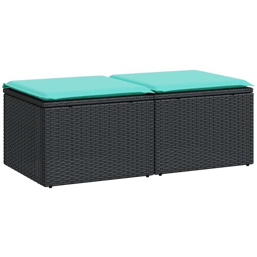 vidaXL Vrtna sedežna garnitura z blazinami 2-delna črn ratan/akacija, (22048390) Cene