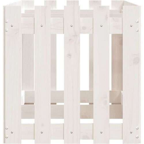 vidaXL Vrtna visoka greda z ograjico bela 150x50x50 cm trdna borovina Cene