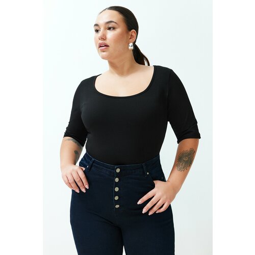 Trendyol Curve Black Fitted Knitted Blouse Cene