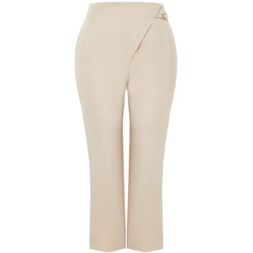 Trendyol Curve Stone High Waist Buckle Detailed Woven Trousers