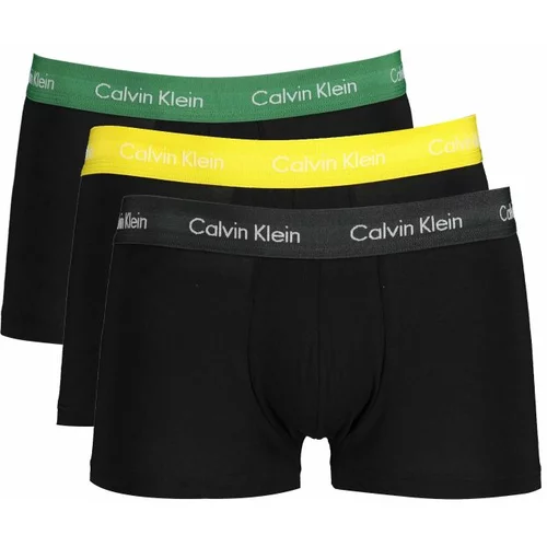 Calvin Klein Cotton Stretch Low Rise Trunk 3 Pack Black/ Black Heather/ Yellow/ Green