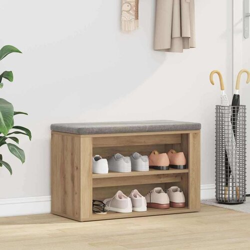 VidaXL Polica za čevlje artisan hrast 75 x 35 x 45 cm Konstruiran les Slike