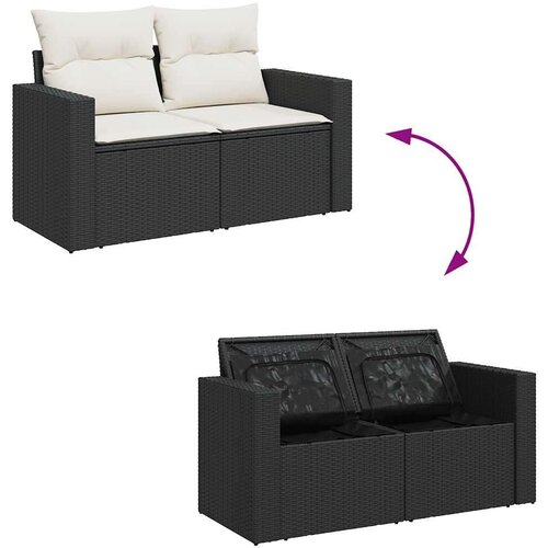 VidaXL 9-dijelni set vrtnih sofa s jastucima crni od poliratana Slike