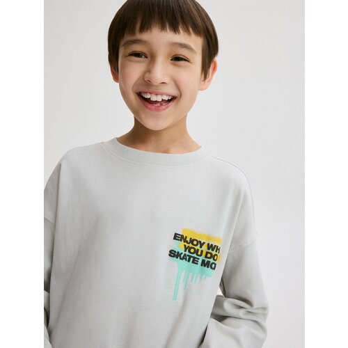 Reserved - Predimenzionirana majica dugih rukava s printom - light grey Slike
