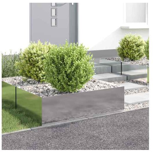 VidaXL Ograda oko Travnjaka 4 kom. 100 x 60 x 35 cm Čelik Srebrna - Nehrđajući čelik 100 x 60 x 35 cm 4 Slike
