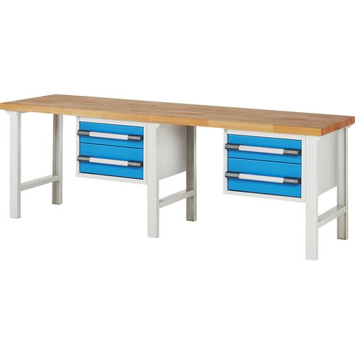 eurokraft pro delovna miza, modularni sistem serije 7, 4 predali, zelo široka izvedba, šxg 2500 x 700 mm Cene