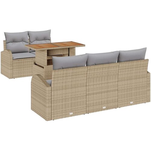  Set od 6 komada vrtnih kauča s jastučićima bež poli ratan  dvosed vrtni kauč s odlaganjem i jastučićima bež poli ratan Cijene
