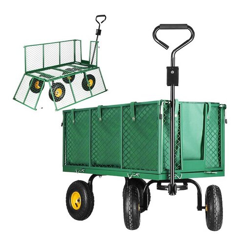 springos Vrtni transportni voziček, kovinska prikolica 400 kg, zelena., (21630318) Cene