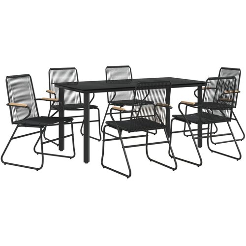  7-dijelni vrtni blagovaonski set od PVC ratana crni Slike