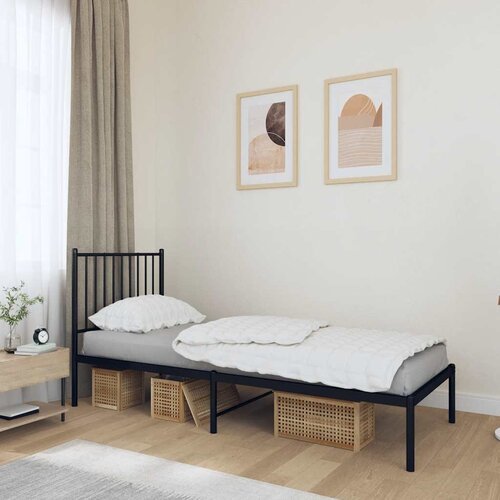 Metalni okvir za krevet s uzglavljem crni 80x200 cm Cene