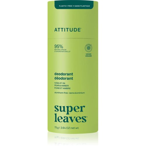 Attitude Super Leaves Natural Deodorant naravni trdi deodorant brez aluminija Pear & Amber 75 g Cene