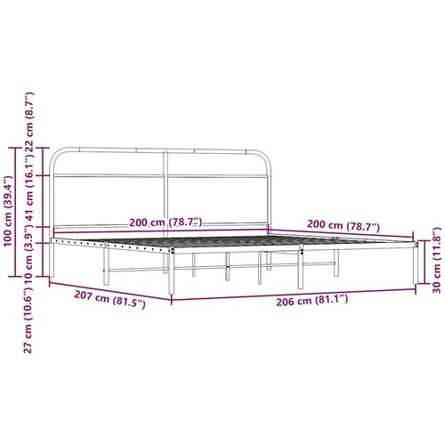 VidaXL metalni okvir kreveta bez madraca boja hrasta 200x200 cm Slike