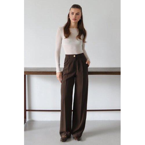 TRENDYOLMILLA ženske pantalone Twoaw26Pl00161, tamno braon-braon Cene