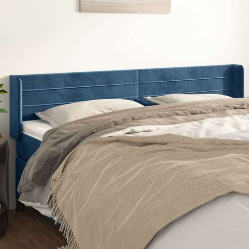  Vzglavje z u&amp;scaron;esi temno modro 163x16x78/88 cm žamet, (20952727) Slike
