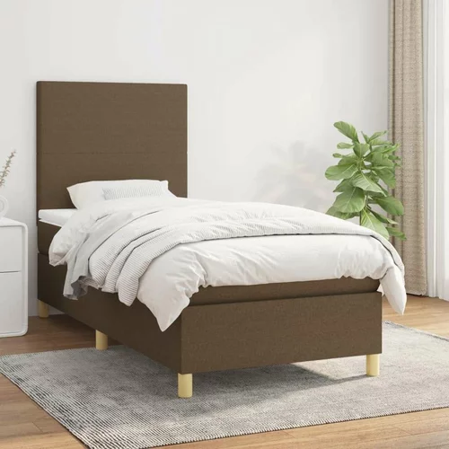  Box spring postelja z vzmetnico temno rjava 90x200 cm blago, (20899202)