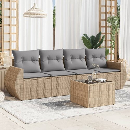 5-dijelni vrtni set sofa s jastucima bež od poliratana Cijene