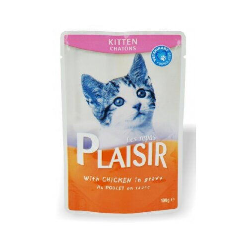 Plaisir cat kitten preliv piletina 100g hrana za mačke Slike