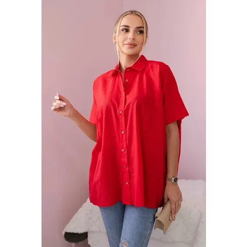 Kesi Cotton shirt with short sleeves, red