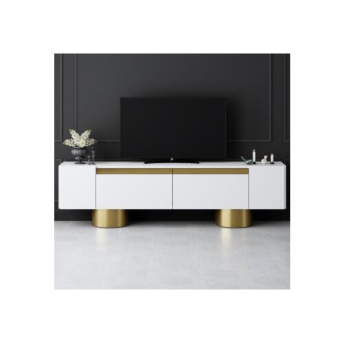 Hanah home TV komoda Bohem, 180x50x30 cm, Bijelo-Zlatne boje Cene