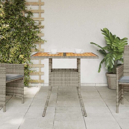 VidaXL Vrtni stol s pločom od drva bagrema sivi 80x80x75 cm poliratan Slike