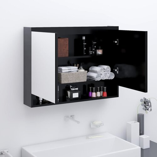VidaXL kupaonski ormarić s ogledalom 80 x 15 x 60 cm MDF antracit Slike