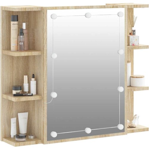  s ogledalom LED boja hrasta sonome 70 x 16,5 x 60 cm Slike