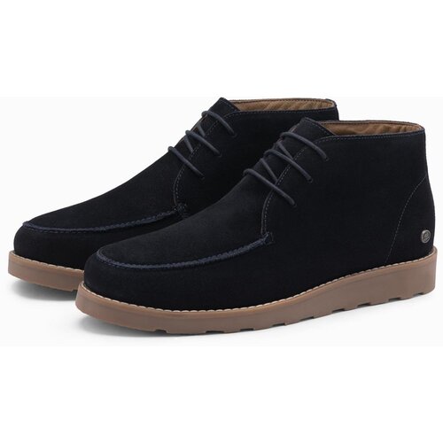 Ombre Men's eco leather shoes with insulated high upper - black Cene