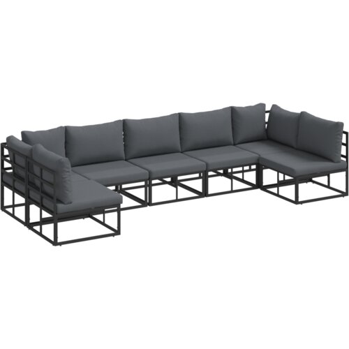 VidaXL Sjedeća garnitura za vrt 7 pcs Crna 353 x 141.5 x 71 cm Slike
