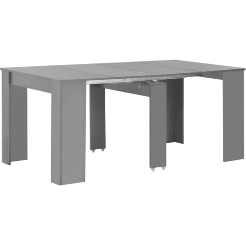  Raztegljiva jedilna miza visok sijaj siva 175x90x75 cm