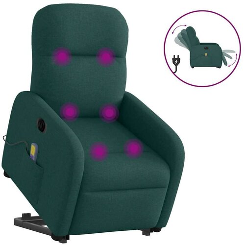 vidaXL Električni masažni naslonjač na podizanje tkanina tamnozeleni Cijene